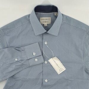CONSTRUCT Mens Blue Geometric Print Button Down Shirt Size S 14/14.5 32/33